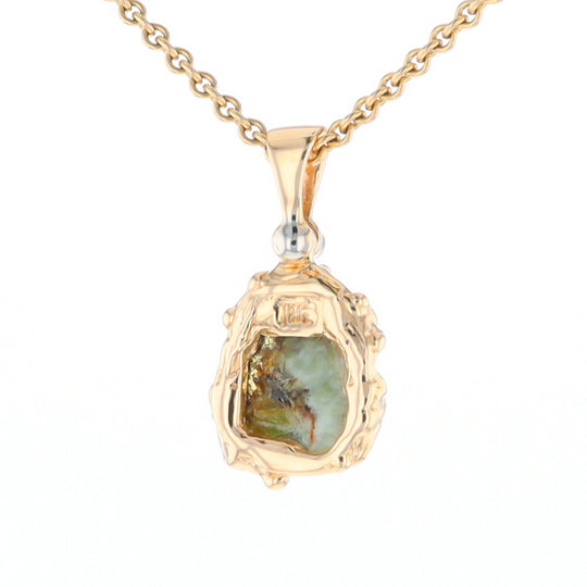 Serpentine & Gold Quartz Freeform Pendant