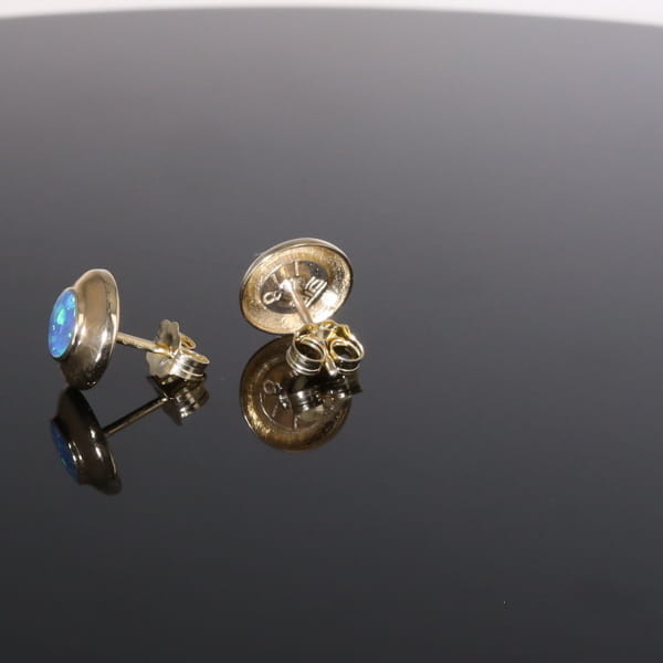 Opal Earrings Round Inlaid Design Studs