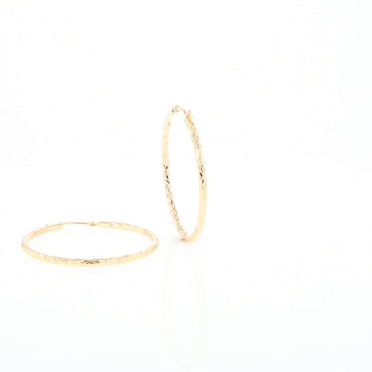 Textured Hollow Diamond Cut Hoop Earrings