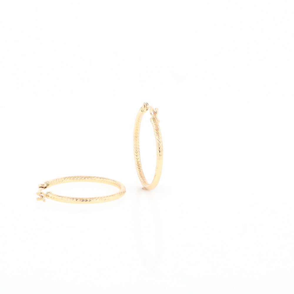 Gold Ribbed Hoop Earrings