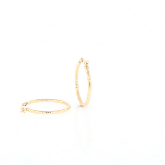 Gold Ribbed Hoop Earrings