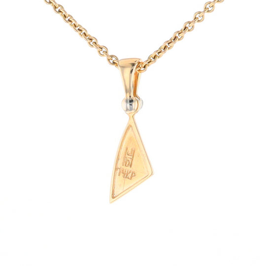 Gold Quartz Necklace Sail Inlaid Design Pendant with .02ct Diamond