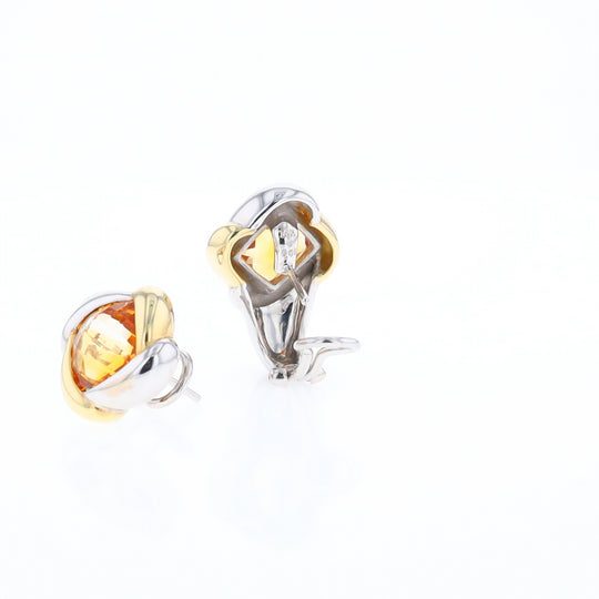 Two-Tone Checkerboard Citrine Earrings