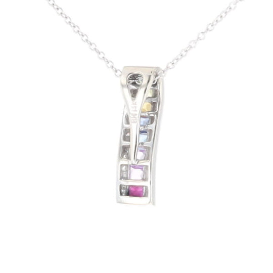 Multi-color Sapphire Necklace with Diamond Accents