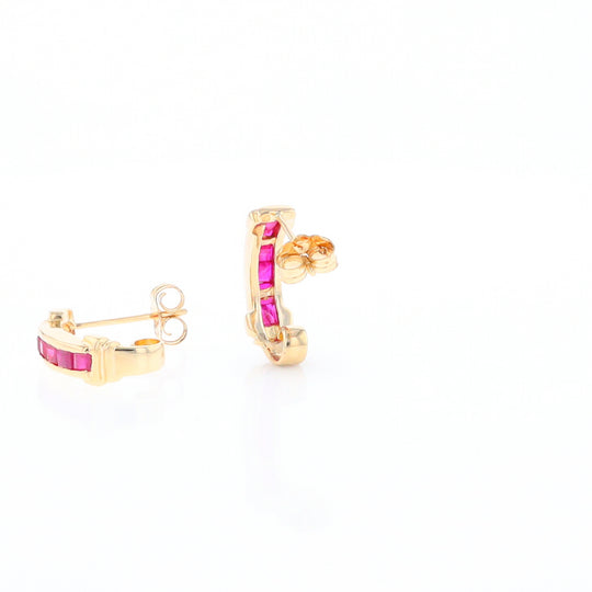 Channel Ruby Semi-Hoop Earrings