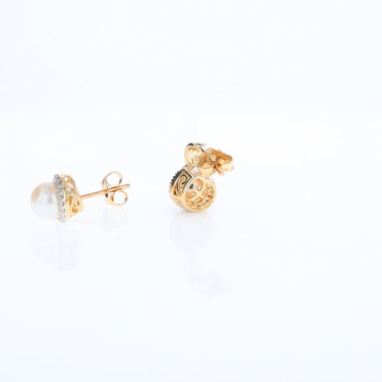 Pearl Drop Earrings with Diamond Halos