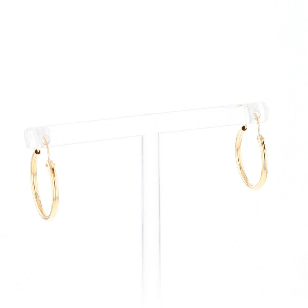 Gold Hollow Tube Hoop Earrings