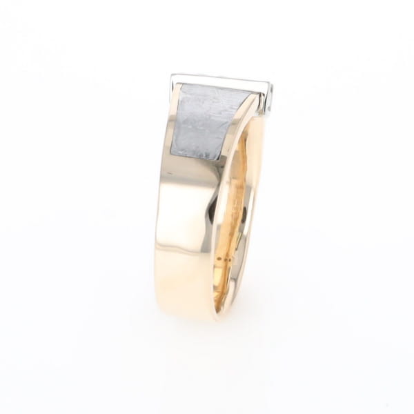 Meteorite Ring Double Sided Inlaid with .19ctw Round Diamonds