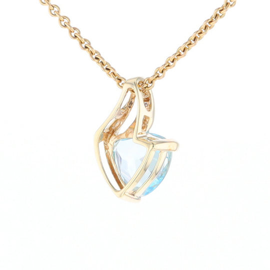 Trillion Blue Topaz Diamond Pendant