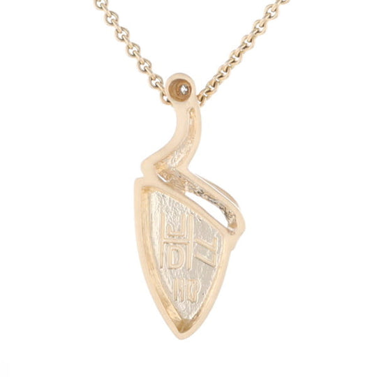 Gold Quartz Triangulare Inlaid Pendant with Diamond Accent