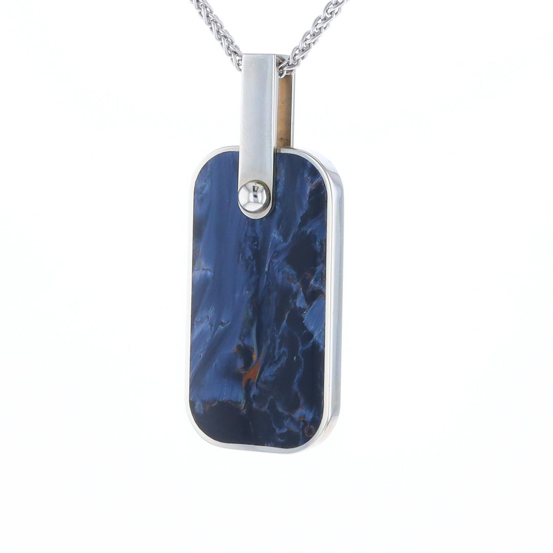 Natural pietersite inlaid dog tag cross pendant