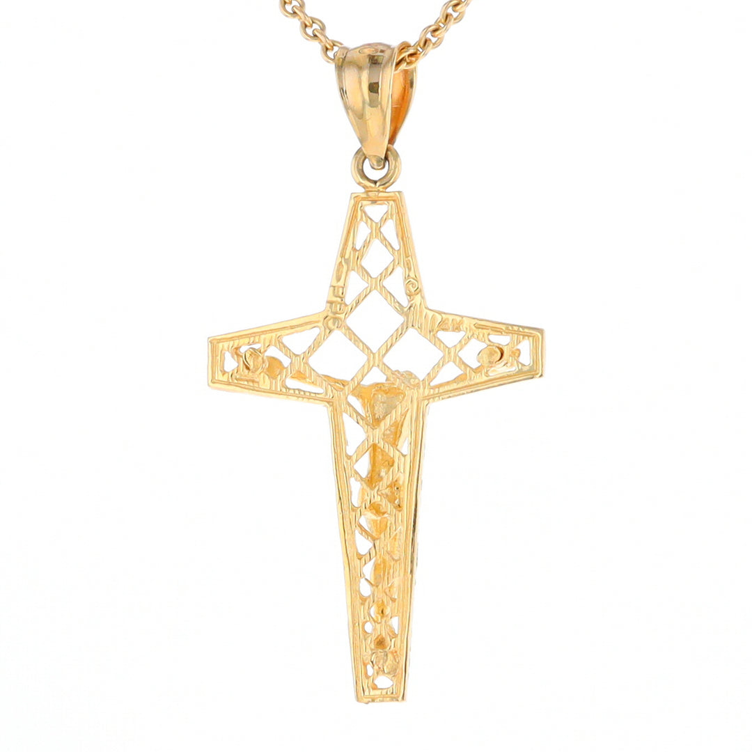 Gold Mesh Crucifix Pendant