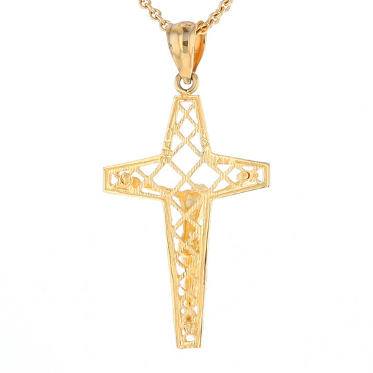 Gold Mesh Crucifix Pendant