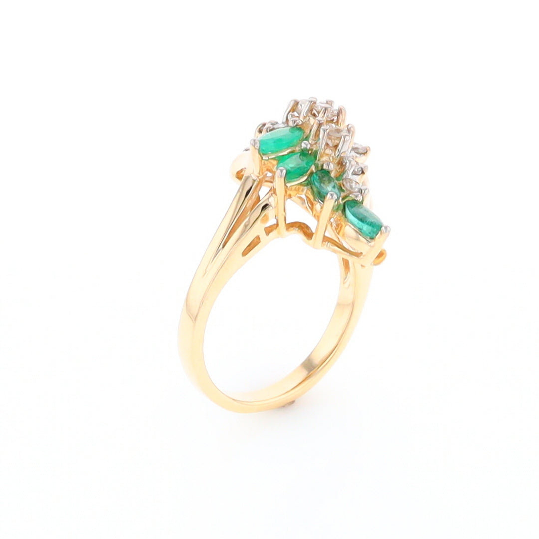 Emerald and Diamond Cluster Ring