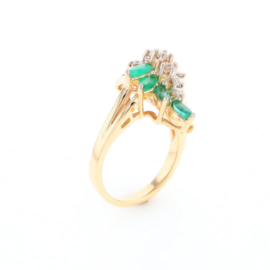 Emerald and Diamond Cluster Ring