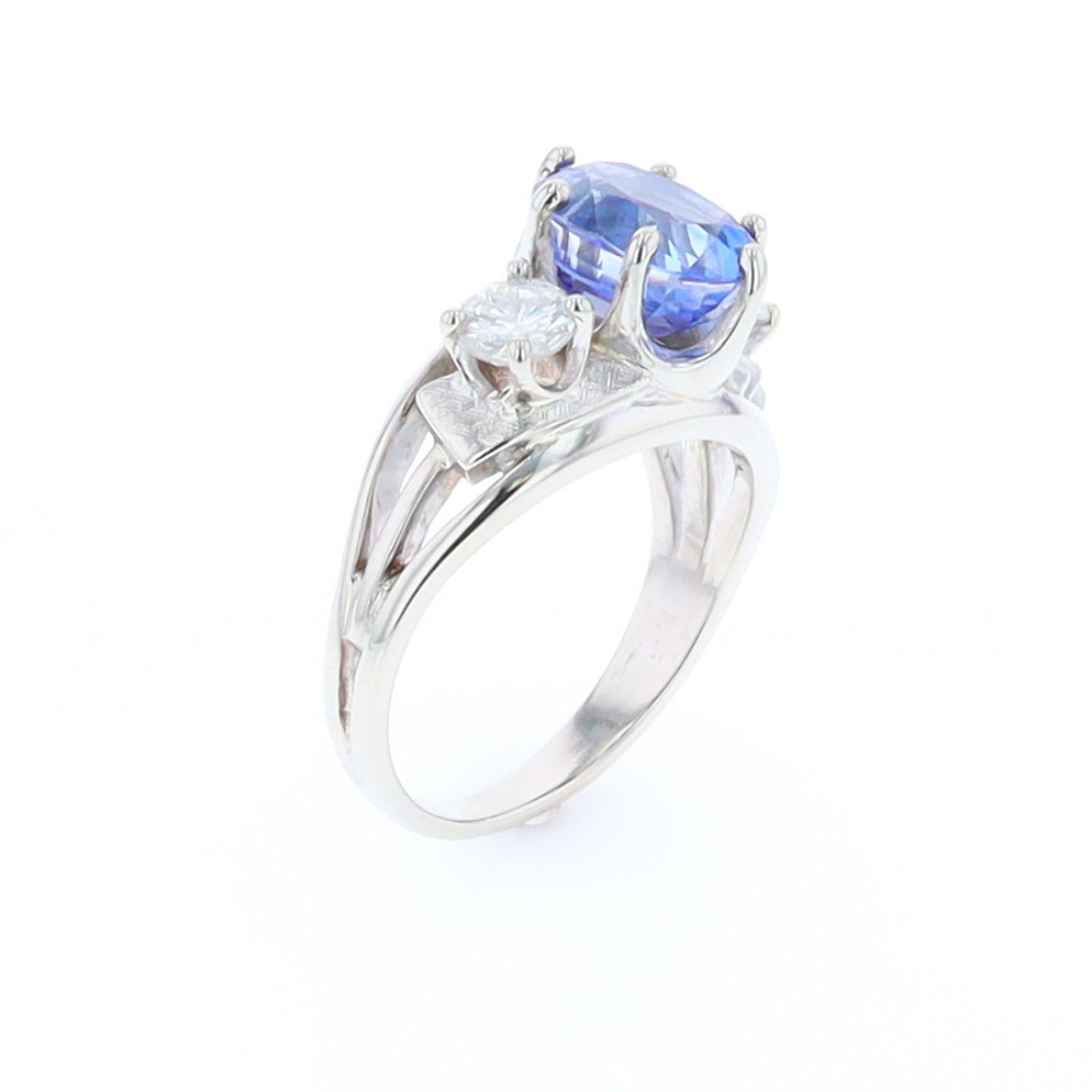 Oval Sapphire Ring with Diamond Side Accents