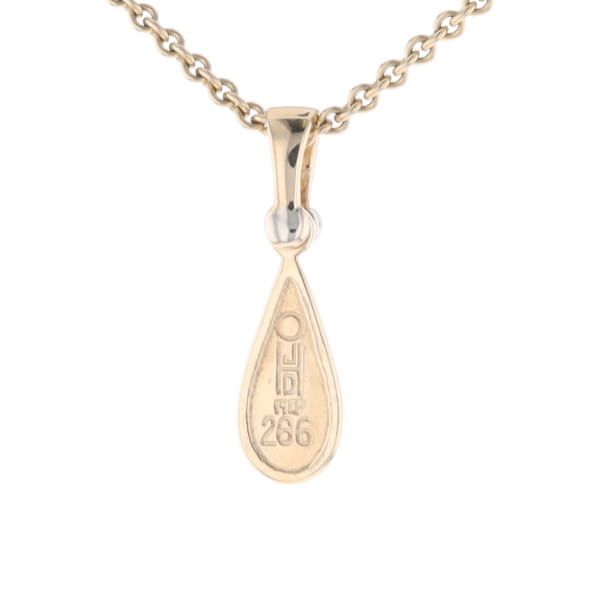 Gold Quartz Pendant Tear Drop Inlaid Design with .02ct Diamond