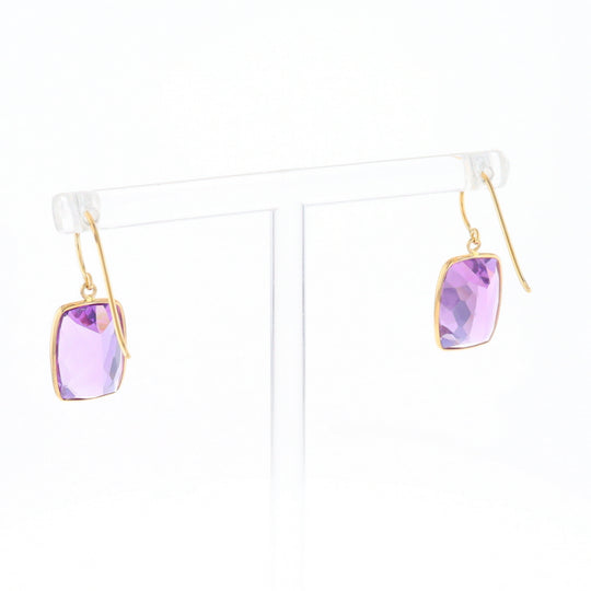 Solitaire Amethyst Dangle Earrings