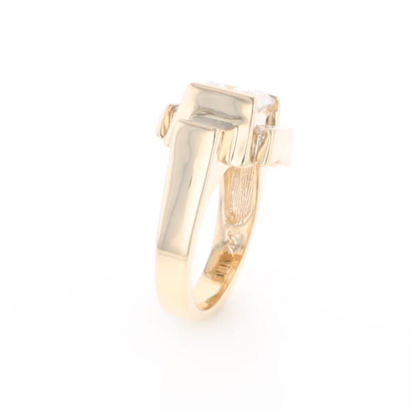 Princess Cut Diamond Gold Quartz 2-Square Inlaid Ring