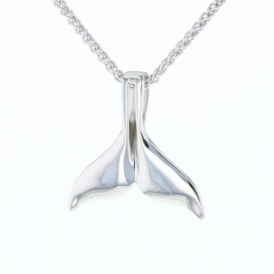 White Gold Whale Tail Pendant Natural Nuggets Double Inlaid Sea Life Pendant