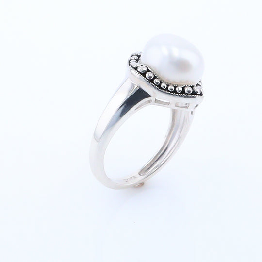 Pearl with Milgrain Halo Ring