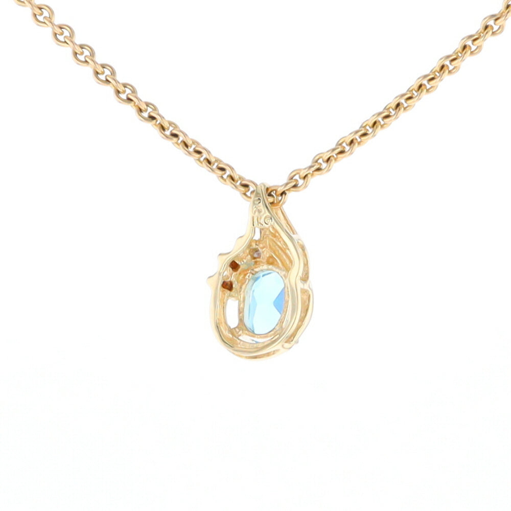 Pear Blue Topaz Diamond Pendant