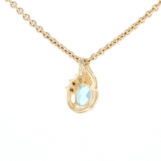 Pear Blue Topaz Diamond Pendant