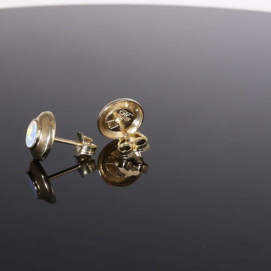 Opal Earrings Round Inlaid Design Studs