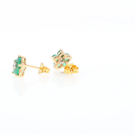 Emerald Flower Stud Earrings