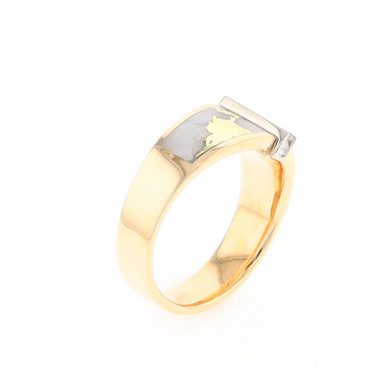 Gold Quartz Ring Double Sided Inlaid with .19ctw Round Diamonds