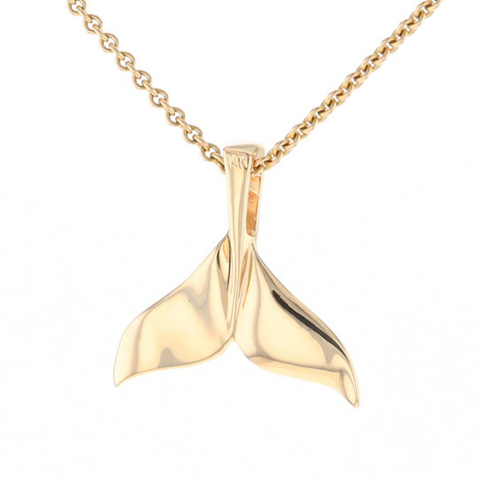 Whale Tail Necklaces Single Sided Gold Quartz Inlaid Sea life Pendant