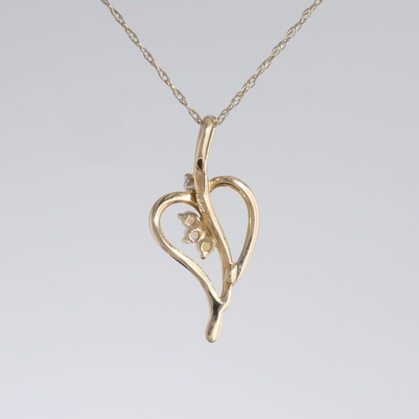 Round Opal & Diamond Heart Necklace