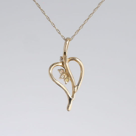 Round Opal & Diamond Heart Necklace