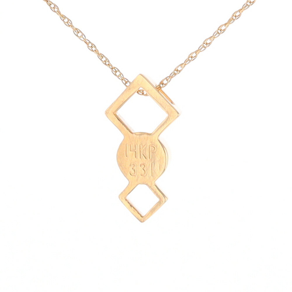 Gold Quartz Round Inlay Double Diamond Design Pendant