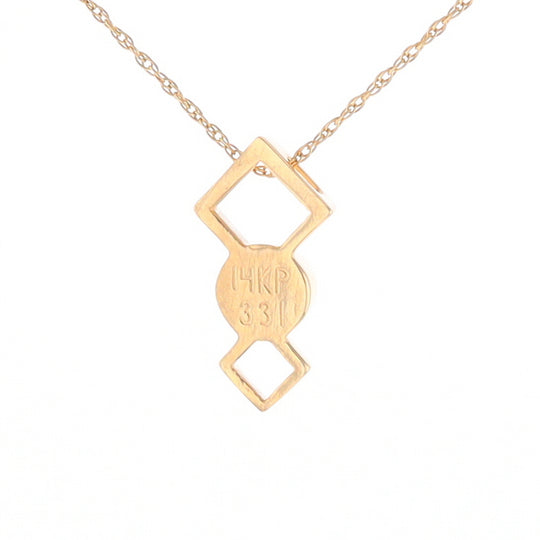 Gold Quartz Round Inlay Double Diamond Design Pendant