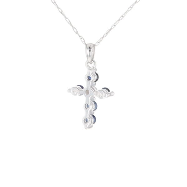 Small Blue Sapphire Cross Pendant