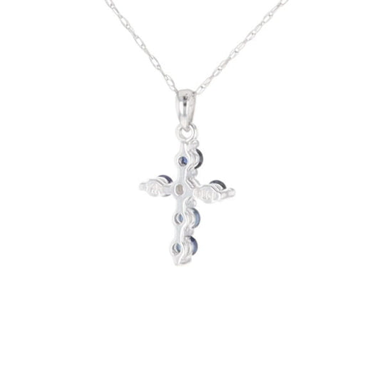Small Blue Sapphire Cross Pendant