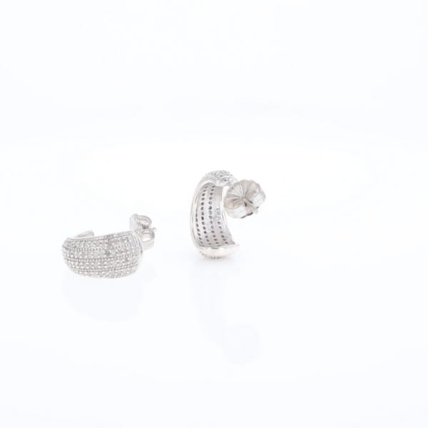 Diamond Half Hoop Stud Earrings