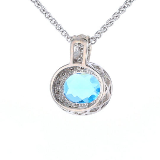 Blue Topaz Oval Halo Pendant