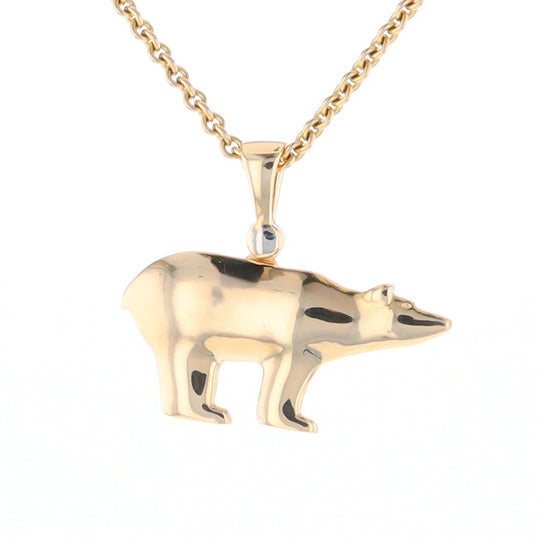 Gold Quartz Inlaid Polar Bear Pendant