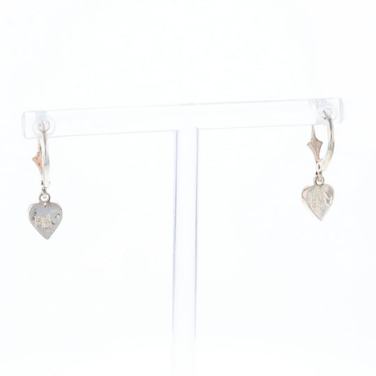 Silver Gold Quartz Inlaid Heart Earrings - G3