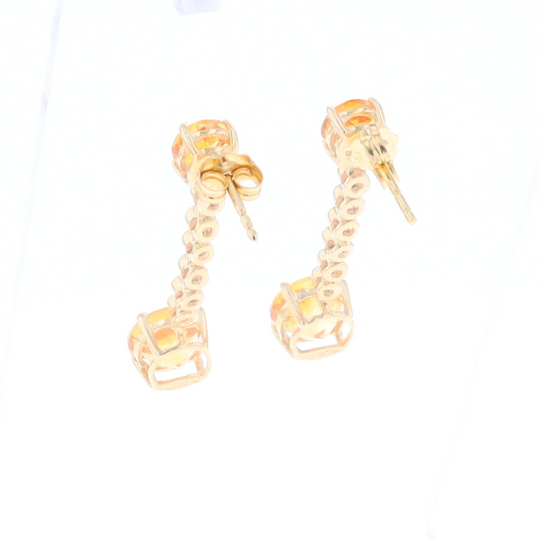 Citrine and Diamond Dangle Drop Earrings