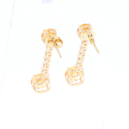 Citrine and Diamond Dangle Drop Earrings