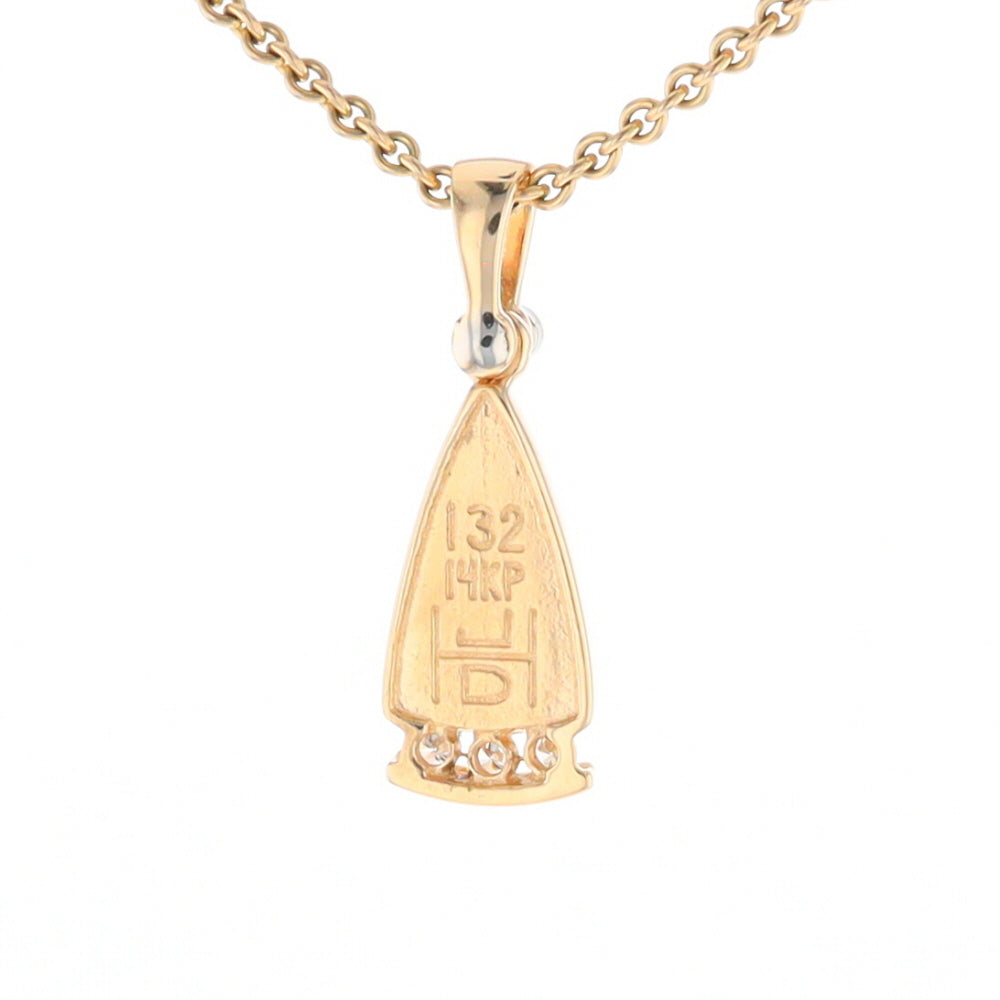 Gold Quartz Triangle Inlaid Pendant with 0.08ctw Diamonds - G2