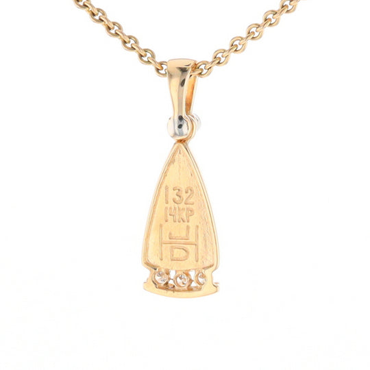 Gold Quartz Triangle Inlaid Pendant with 0.08ctw Diamonds - G2