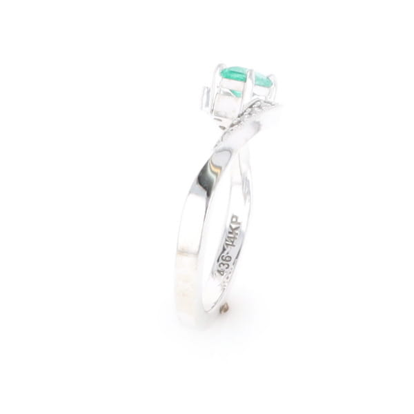 Emerald Twist Ring with Diamond Accents