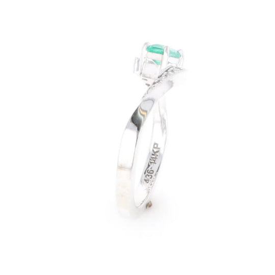 Emerald Twist Ring with Diamond Accents