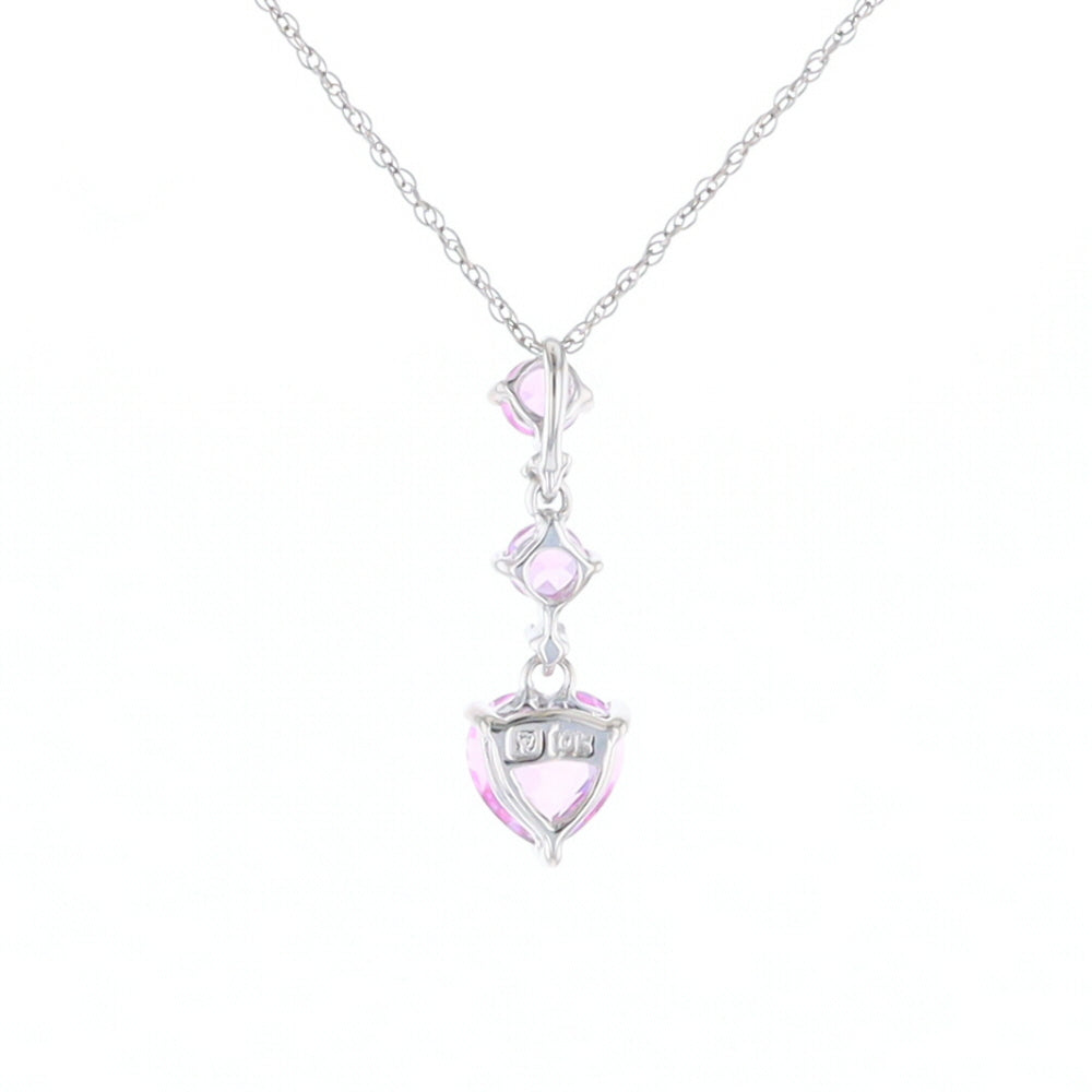 Synthetic Pink Sapphire Dangle Heart Necklace