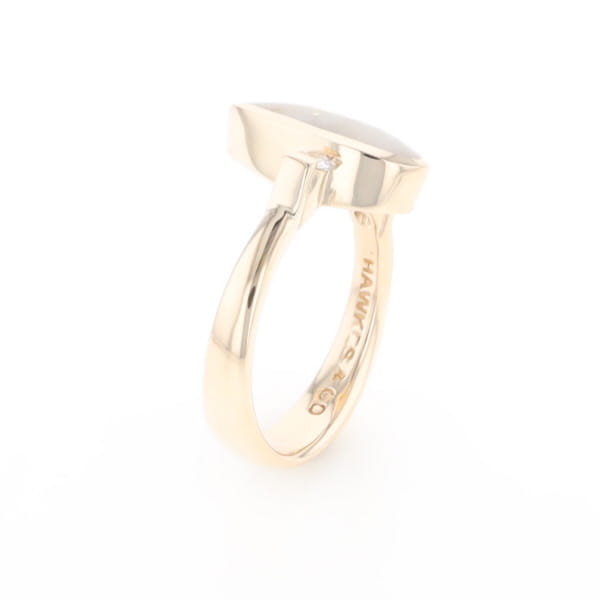 Gold Quartz Ring Pear Shape Inlaid with .18ctw Round Diamonds