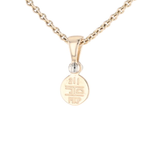 Gold Quartz Necklace Round Inlaid Pendant with .02ct Diamond